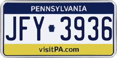 PA license plate JFY3936