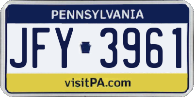 PA license plate JFY3961