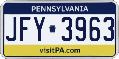 PA license plate JFY3963