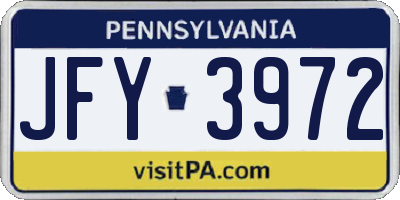 PA license plate JFY3972