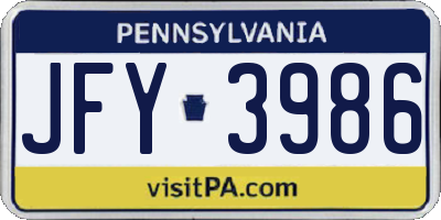 PA license plate JFY3986