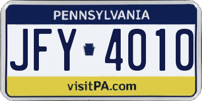 PA license plate JFY4010