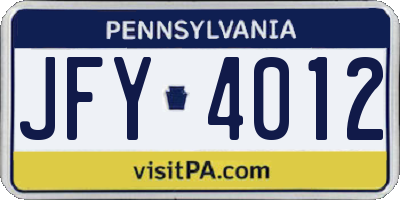 PA license plate JFY4012