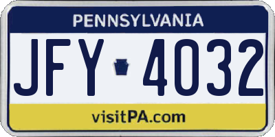 PA license plate JFY4032