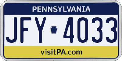 PA license plate JFY4033