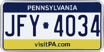 PA license plate JFY4034