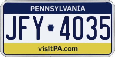 PA license plate JFY4035