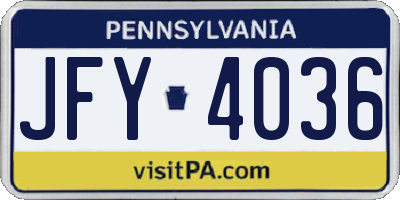PA license plate JFY4036
