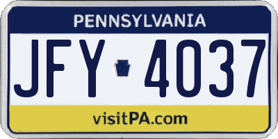 PA license plate JFY4037