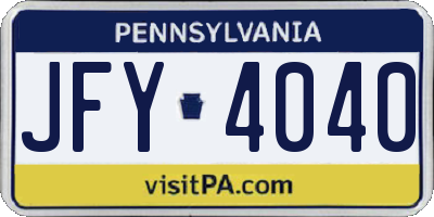 PA license plate JFY4040