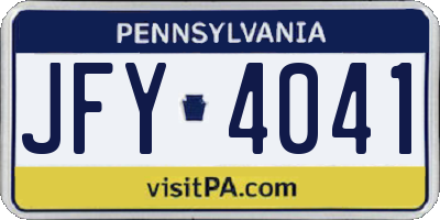 PA license plate JFY4041