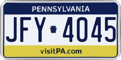 PA license plate JFY4045