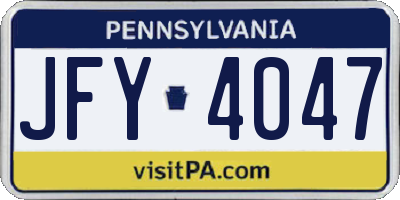 PA license plate JFY4047