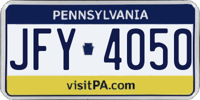PA license plate JFY4050