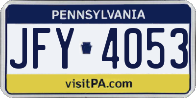 PA license plate JFY4053