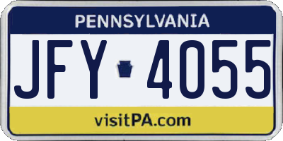 PA license plate JFY4055