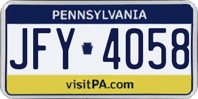 PA license plate JFY4058