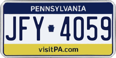 PA license plate JFY4059