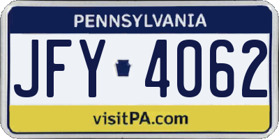 PA license plate JFY4062