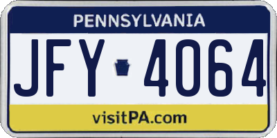 PA license plate JFY4064