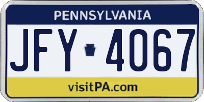 PA license plate JFY4067
