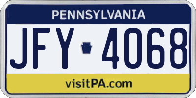 PA license plate JFY4068