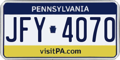 PA license plate JFY4070