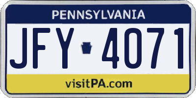 PA license plate JFY4071