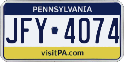 PA license plate JFY4074