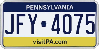 PA license plate JFY4075