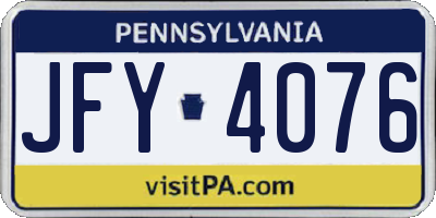 PA license plate JFY4076