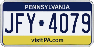 PA license plate JFY4079