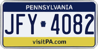 PA license plate JFY4082