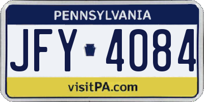 PA license plate JFY4084
