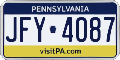 PA license plate JFY4087