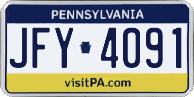 PA license plate JFY4091