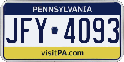 PA license plate JFY4093