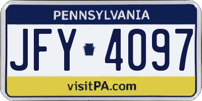PA license plate JFY4097