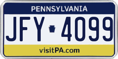 PA license plate JFY4099