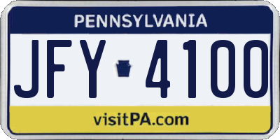 PA license plate JFY4100