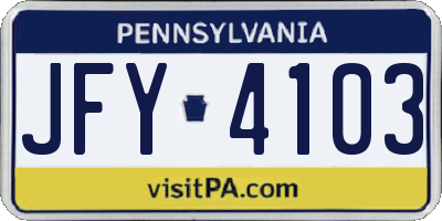 PA license plate JFY4103