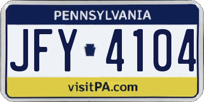 PA license plate JFY4104