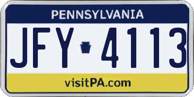 PA license plate JFY4113