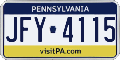 PA license plate JFY4115