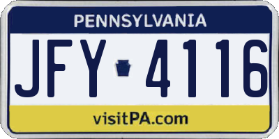 PA license plate JFY4116
