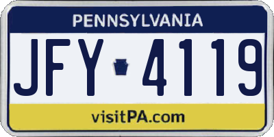 PA license plate JFY4119