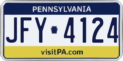 PA license plate JFY4124