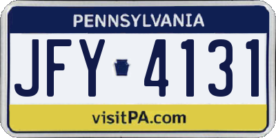 PA license plate JFY4131