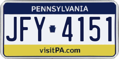 PA license plate JFY4151