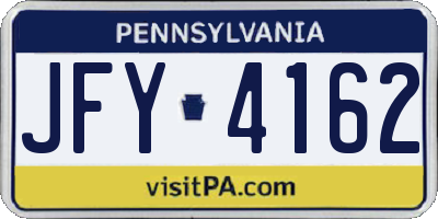 PA license plate JFY4162